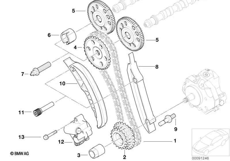 Hexagonale Nuss mit Flansch für BMW E87, E46, E90, E91, E92, E93, E39, E60, E61, E63, E64, E38, E65, E66, E83, E53, E70, E71 (OEM 135222222247623). Original BMW.