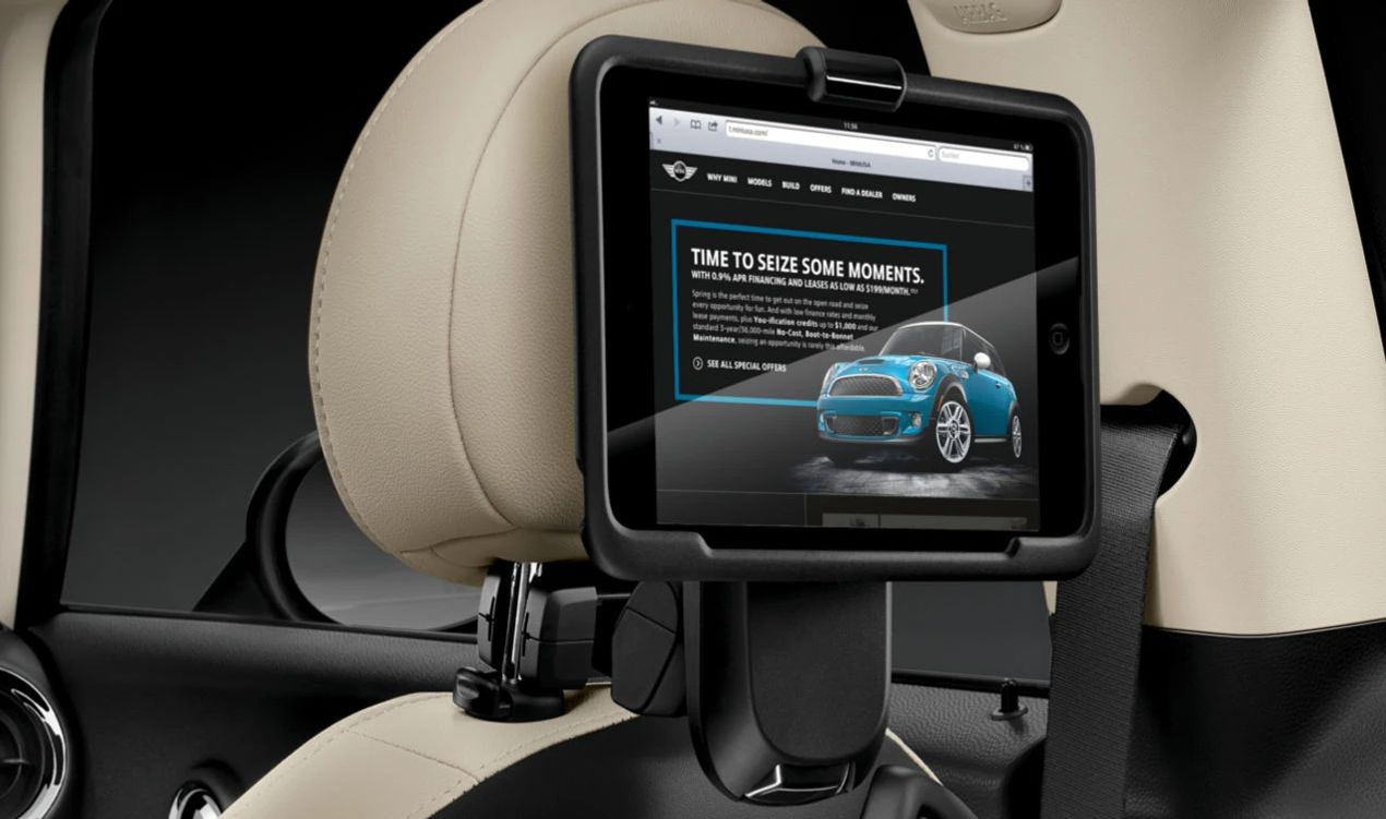 Soporte para iPad Mini OEM 51952349510 para MINI R50, R53, R56, F56, Clubman R55, Cabrio R57, Countryman R60... y más. Original MINI.