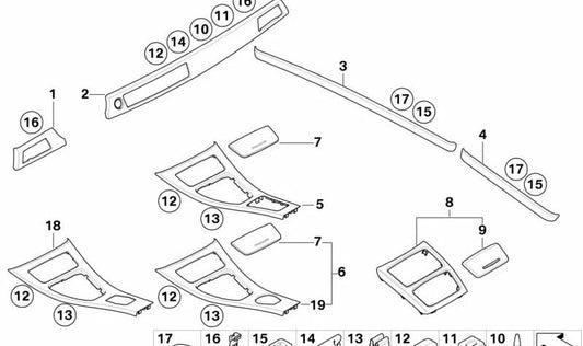 Embellecedor puerta aluminio derecho OEM 51419145412 para BMW E92 y E93. Color Glacier Silber. Original BMW.