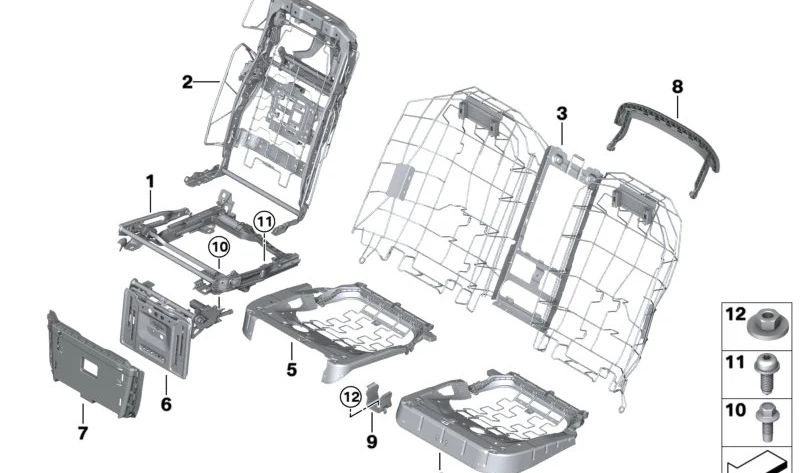 Frame di backup a destra -Sede comodo per la BMW 7 G70 (OEM 52105A4A254). BMW originale