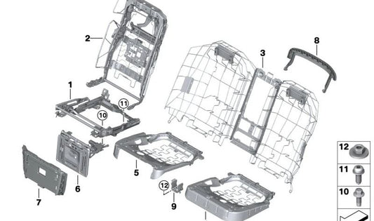 Frame di backup a destra -Sede comodo per la BMW 7 G70 (OEM 52105A4A254). BMW originale