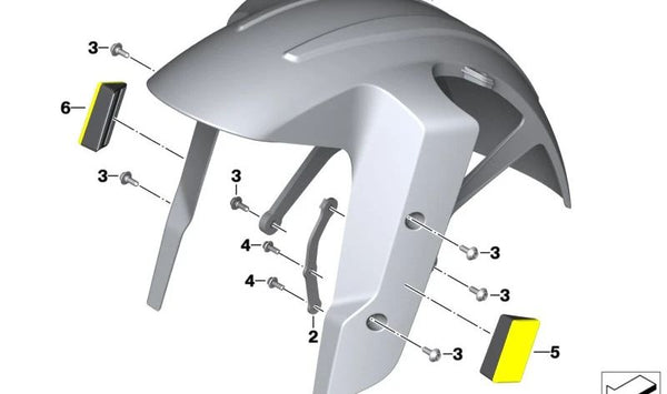 Cubierta inferior del guardabarros delantero OEM 46618560407 para BMW Motorrad G 310 GS (2017–2025). Original BMW Motorrad.