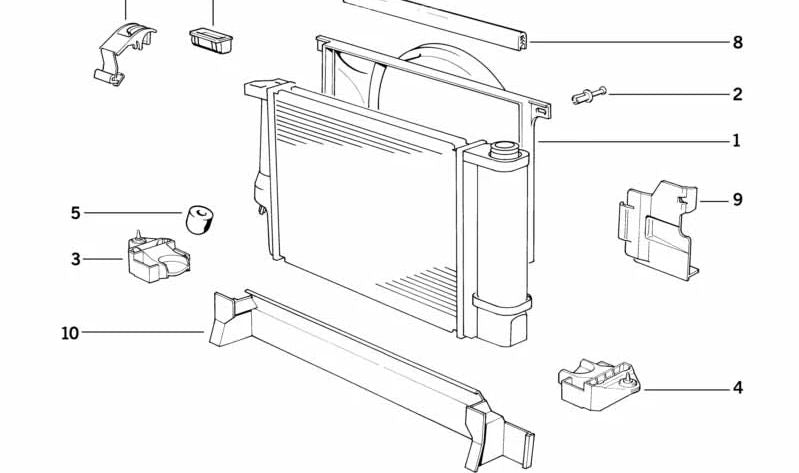 OEM -Kühlungslüfterunterstützung 17114348975 für BMW E36 316i und 318i mit automatischer Änderung. Original BMW.