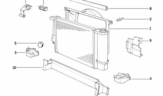 OEM -Kühlungslüfterunterstützung 17114348975 für BMW E36 316i und 318i mit automatischer Änderung. Original BMW.