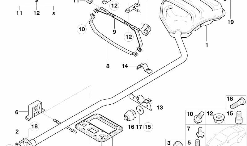 Embellecedor de escape trasero cromado OEM 18307537085 para MINI R50, R52, R53. Compatible con modelos desde el año 2000. Original MINI.