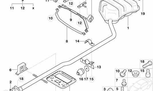 Embellecedor de escape trasero cromado OEM 18307537085 para MINI R50, R52, R53. Compatible con modelos desde el año 2000. Original MINI.