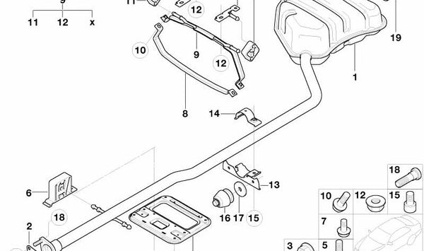 Embellecedor de escape trasero cromado OEM 18307537085 para MINI R50, R52, R53. Compatible con modelos desde el año 2000. Original MINI.
