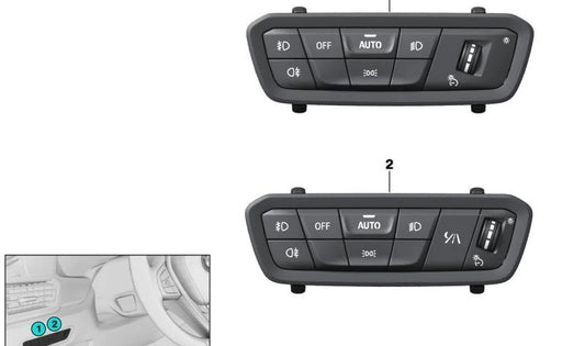 Interruptor de luces OEM 61315A32842 para BMW G05, F95, G18, G06, F96, G07. Compatible con X5, X6 y X7 según versión. Original BMW.