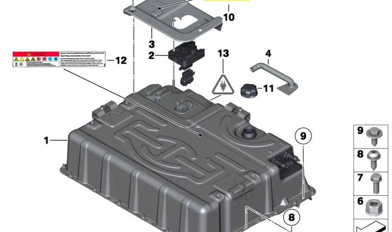 Kit conector batería de alto voltaje OEM 61119248273 para BMW E72. Original BMW.