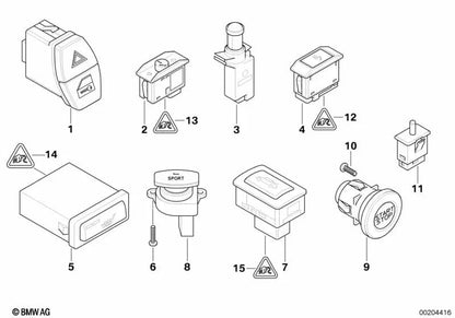Interruptor FDC para BMW Serie 5 E60, E61, Serie 6 E63 (OEM 61316922799). Original BMW