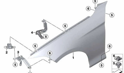 Soporte lateral de pared delantera izquierda OEM 41357284647 para BMW Serie 1 (F20, F21), Serie 2 (F22, F23), y M2 (F87). Original BMW.