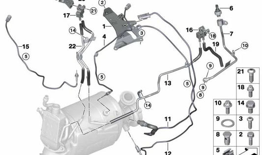 Supporto del sensore di pressione differenziale OEM 13628575519 per BMW G30, G30N, G31, G31N, G11, G11N, G12, G12N. BMW originale.