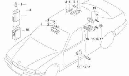 Soporte de linterna recargable para BMW E46, E90, E91, E92, E93, E39, E60, E61, E38, E83N, E53 (OEM 61138352336). Original BMW