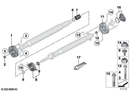 Anel de amortecimento para BMW E81, E82, E87N, E88, E90, E91, E92, E93, F07, F01, F02, E89 (OEM 26117527617). BMW originais.