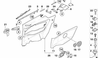 Tapa izquierda para hueco de palanca OEM 51438172797 para BMW E36. Original BMW.