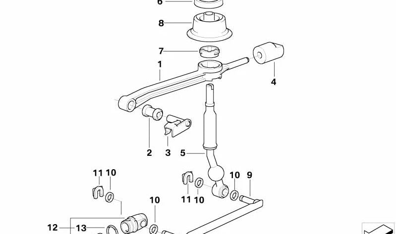 Levier de changement OEM 25117527247 pour BMW E36. Compatible avec les versions avec un changement manuel. Remplacement BMW d'origine.