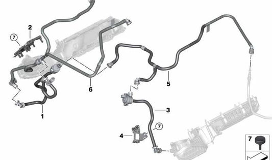 OEM 139091497 fuel tank ventilation tube for BMW F95, F96. Original BMW.
