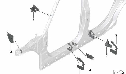 Pieza de forma columna A derecha OEM 41007346174 para MINI Clubman F54 y F54 LCI. Original MINI.