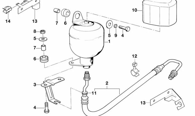 Linke Druckrohr für BMW E12, E28, E24, E23 (OEM 3721120825). Original BMW