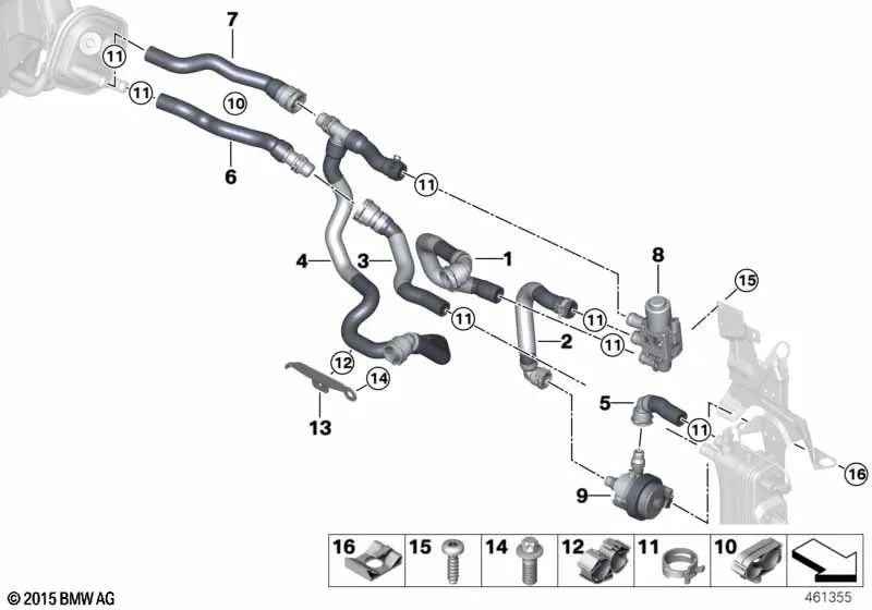 Advance coolant hose for BMW F30N (OEM 64219329652). Original BMW.