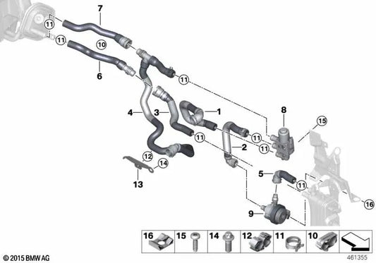 Tubo del refrigerante avanzato per BMW F30N (OEM 64219329652). BMW originale.