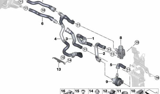 Trovalo di refrigerante per la serie BMW 3 F30N (OEM 64219329657). BMW originale