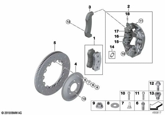 Disco de freno delantero OEM 34108431631 para BMW Serie 3 F30, Serie 4 F32, Serie 5 G30... y más. Original BMW.