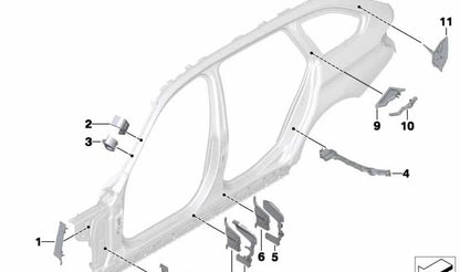 Moldura externa izquierda del pilar B OEM 41217264069 para BMW F30, F31, F35, F80. Original BMW.