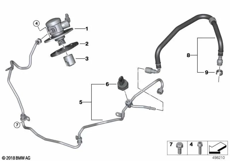 Fuel feed pipe for BMW F90, F90N, F91, F92, F93 (OEM 13538096111). Original BMW