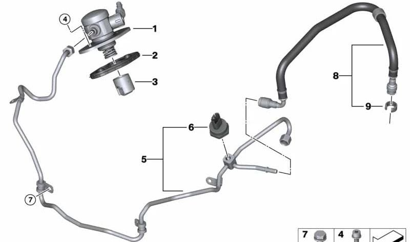 Tubo de combustible delantero OEM 13537854044 para BMW F90, F91, F92, F93. Compatible con modelos M5 y M8 Competition. Original BMW.