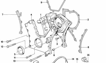 Cárter de distribución inferior OEM 11141715513 para BMW E31, E32. Original BMW.