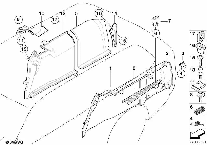 Linksgurte Abdeckung für BMW 5 E39 -Serie (OEM 51478217123). Original BMW.