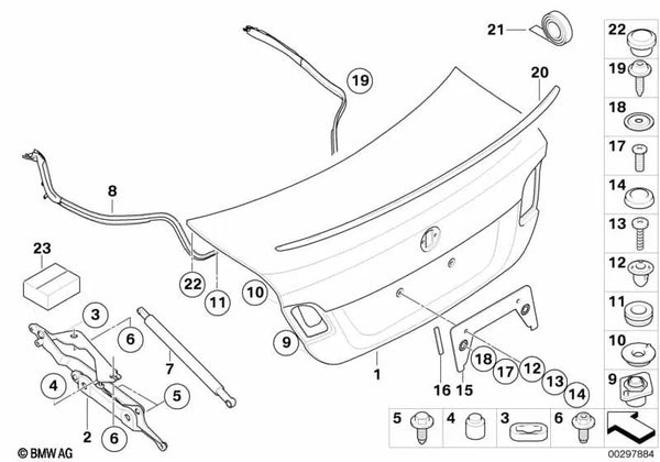 Almohadilla adhesiva para BMW Series 3 E92, E92N, E93, E93N (OEM 51187138968). Original BMW