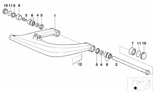Brazo longitudinal negro OEM 31422330609 para BMW R1100R, R1100S, R850R. Original BMW Motorrad.
