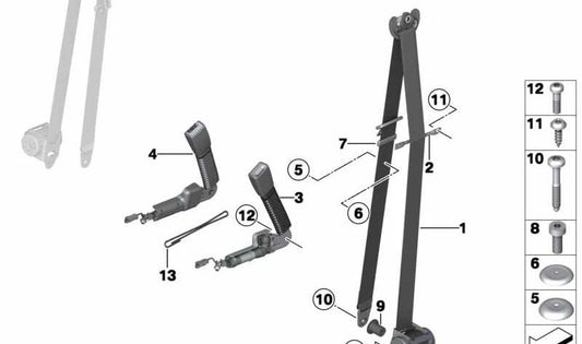Cinturón de seguridad delantero izquierdo OEM 72119802195 para MINI Countryman R60 (01/2010 - 10/2016). Original MINI.