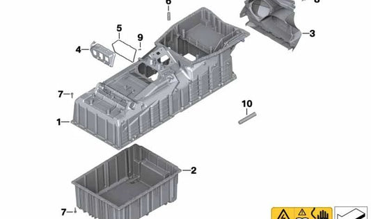 Carcasa acumulador alto voltaje superior OEM 61278525562 para BMW Motorrad C evolution (K17). Original BMW Motorrad.
