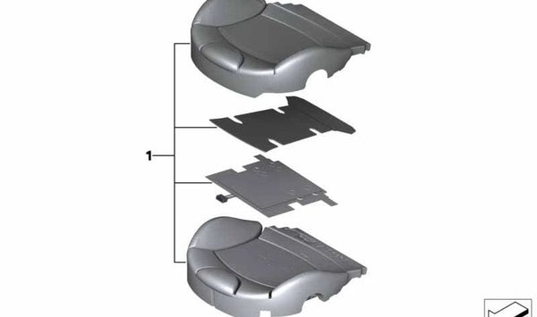 Parte acolchada asiento deportivo cuero derecho Carbon Black OEM 52109179916 para MINI R56, R56 LCI, R55, R57 LCI, R58, R59. Original MINI.