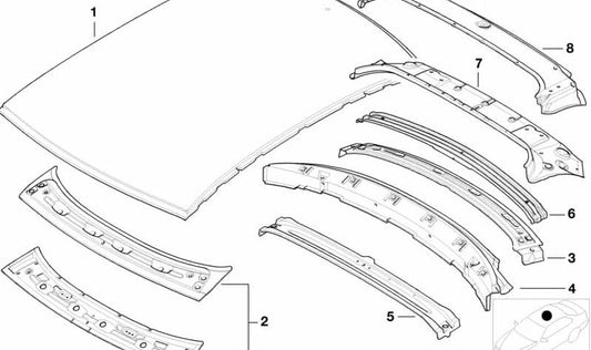 Marco superior de luna trasera OEM 41328228248 para BMW E46. Repuesto original BMW.