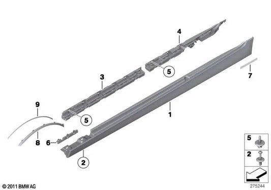 Nachfolge der rechten hinteren Schwelle für BMW F18, F18N (OEM 5177207938). Original BMW
