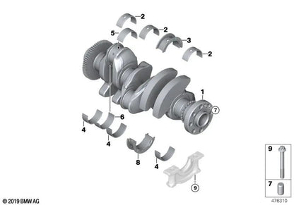 OEM Crankshaft 11218490341 for BMW 1 Series F20, F21, F40, 2 Series F44, F45, X1 F48, X2 F39 and MINI F56, F55, F54, F57, F60... and more. Original BMW and MINI.