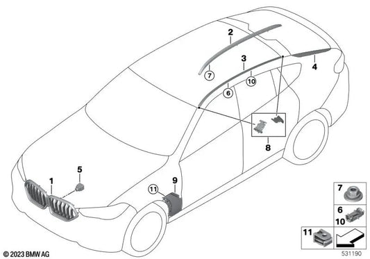 Direção à direita -Print Lateral Air Driving para BMW X6 G06, G06N (OEM 51749851538). BMW original.