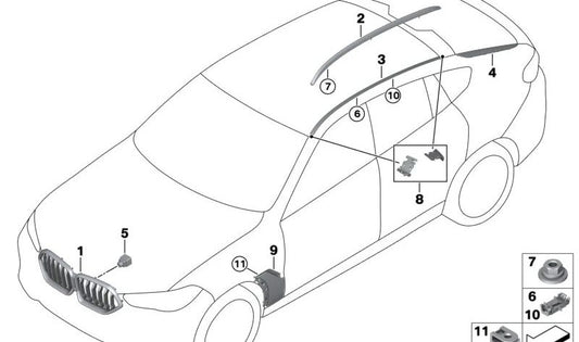 Conducto de aire lateral izquierdo imprimado OEM 51749851537 para BMW G06 X6 xDrive30i, xDrive30d, xDrive40i, 40d, M60i xDrive (2019-2028). Original BMW.