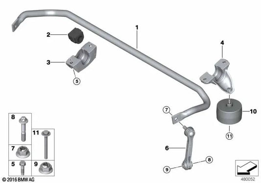 Rear axle stabilizer for BMW X5 G05, X6 G06 (OEM 33556893546). Genuine BMW