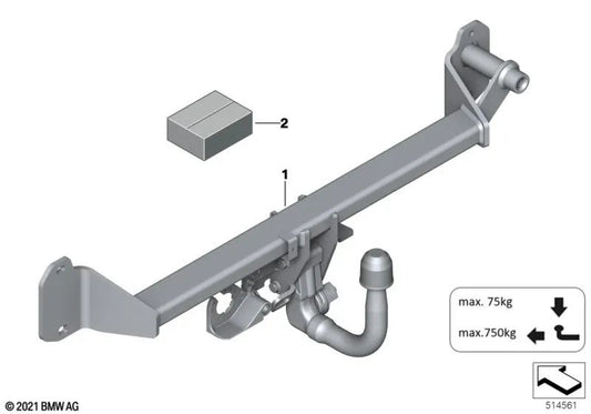 Detachable trailer hitch assembly 750kg for BMW F45, F45N, F46, F46N (OEM 51125A55239). Original BMW.