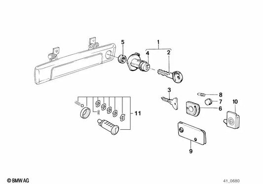 Rechte Schlüssel für die BMW 6 E24 -Serie, 7 E23 -Serie (OEM 51211851988). Original BMW