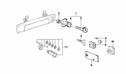Chiusura con chiave sinistra per BMW E24, E23 (OEM 51211851987). BMW originale