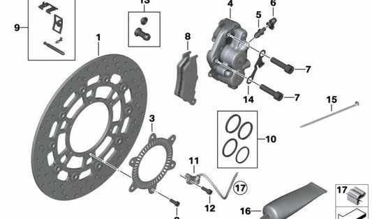 Silla sin taco de freno derecho OEM 34117716716 para motos BMW F 700 GS, F 650 GS, F 800 GS, F 800 GS Adventure. Original BMW Motorrad.