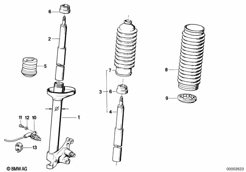 Insertar Amortiguador para BMW Serie 3 E30 (OEM 31321130067). Original BMW.