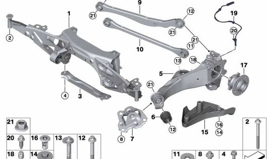 Tirante transversal trasero OEM 33306859708 para MINI Clubman F54, Countryman F60, BMW Serie 2 F45, X1 F48… y más. Original BMW y MINI.