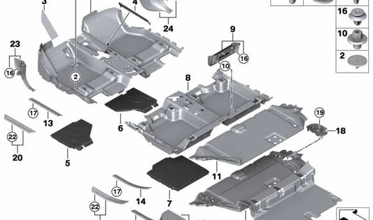 Revestimiento suelo delantero color beige OEM 51477372198 para BMW F45 y F46. Recambio original BMW.